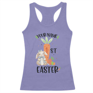Personalized Easter Day Racerback Tank Top Custom Text 1st Easter Cute Bunny Carrot TS11 Violet Print Your Wear