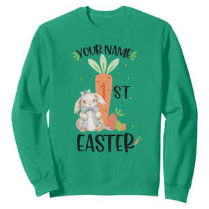 Personalized Easter Day Sweatshirt Custom Text 1st Easter Cute Bunny Carrot TS11 Irish Green Print Your Wear