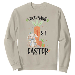Personalized Easter Day Sweatshirt Custom Text 1st Easter Cute Bunny Carrot TS11 Sand Print Your Wear