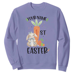 Personalized Easter Day Sweatshirt Custom Text 1st Easter Cute Bunny Carrot TS11 Violet Print Your Wear