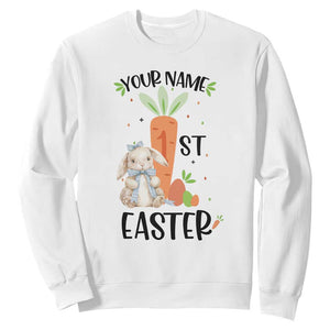 Personalized Easter Day Sweatshirt Custom Text 1st Easter Cute Bunny Carrot TS11 White Print Your Wear