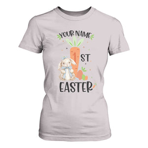 Personalized Easter Day T Shirt For Women Custom Text 1st Easter Cute Bunny Carrot TS11 Ice Gray Print Your Wear
