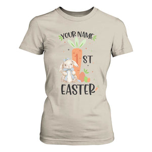 Personalized Easter Day T Shirt For Women Custom Text 1st Easter Cute Bunny Carrot TS11 Sand Print Your Wear