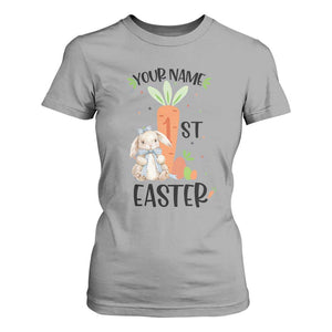 Personalized Easter Day T Shirt For Women Custom Text 1st Easter Cute Bunny Carrot TS11 Sport Gray Print Your Wear