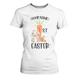 Personalized Easter Day T Shirt For Women Custom Text 1st Easter Cute Bunny Carrot TS11 White Print Your Wear