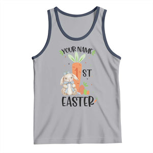 Personalized Easter Day Tank Top Custom Text 1st Easter Cute Bunny Carrot TS11 Athletic Heather Navy Print Your Wear