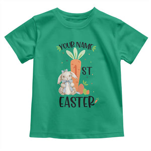 Personalized Easter Day Toddler T Shirt Custom Text 1st Easter Cute Bunny Carrot TS11 Irish Green Print Your Wear