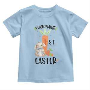 Personalized Easter Day Toddler T Shirt Custom Text 1st Easter Cute Bunny Carrot TS11 Light Blue Print Your Wear