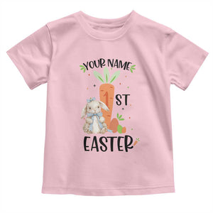 Personalized Easter Day Toddler T Shirt Custom Text 1st Easter Cute Bunny Carrot TS11 Light Pink Print Your Wear