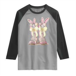 Funny Easter Day Cowgirl Egg Cowboy Boots Raglan Shirt TS11 Sport Gray Black Print Your Wear