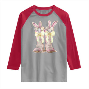 Funny Easter Day Cowgirl Egg Cowboy Boots Raglan Shirt TS11 Sport Gray Red Print Your Wear