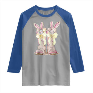 Funny Easter Day Cowgirl Egg Cowboy Boots Raglan Shirt TS11 Sport Gray Royal Print Your Wear