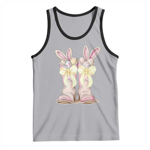 Funny Easter Day Cowgirl Egg Cowboy Boots Tank Top TS11 Athletic Heather Black Print Your Wear