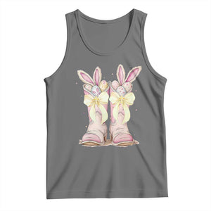 Funny Easter Day Cowgirl Egg Cowboy Boots Tank Top TS11 Black Heather Print Your Wear