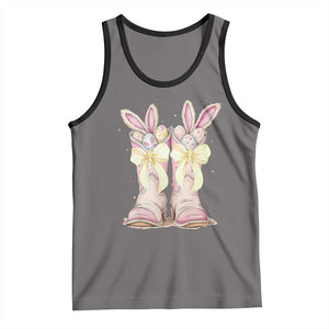 Funny Easter Day Cowgirl Egg Cowboy Boots Tank Top TS11 Deep Heather Black Print Your Wear