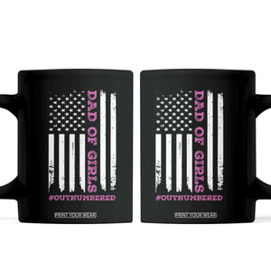 Funny Dad Of Girls Outnumbered Coffee Mug Vintage American Flag Father's Day TS11 Black Print Your Wear