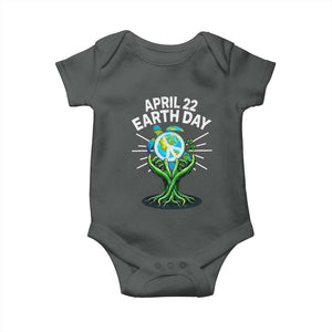 Happy Earth Day April 22 Baby Onesie Restore Earth Sea Turtle Tree Peace Sign TS11 Dark Heather Print Your Wear