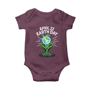 Happy Earth Day April 22 Baby Onesie Restore Earth Sea Turtle Tree Peace Sign TS11 Maroon Print Your Wear