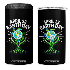 Happy Earth Day April 22 4 in 1 Can Cooler Tumbler Restore Earth Sea Turtle Tree Peace Sign TS11 One Size: 16 oz Black Print Your Wear