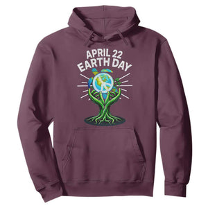 Happy Earth Day April 22 Hoodie Restore Earth Sea Turtle Tree Peace Sign TS11 Maroon Print Your Wear