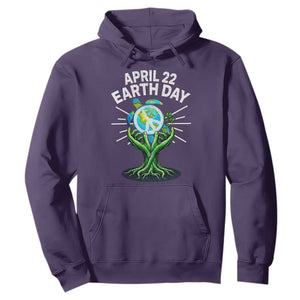 Happy Earth Day April 22 Hoodie Restore Earth Sea Turtle Tree Peace Sign TS11 Purple Print Your Wear