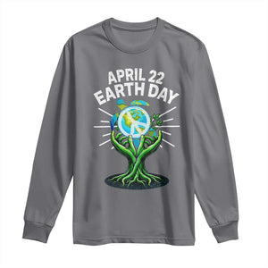 Happy Earth Day April 22 Long Sleeve Shirt Restore Earth Sea Turtle Tree Peace Sign TS11 Charcoal Print Your Wear