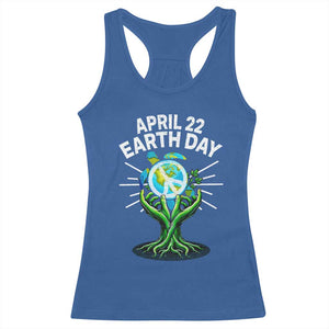 Happy Earth Day April 22 Racerback Tank Top Restore Earth Sea Turtle Tree Peace Sign TS11 Royal Blue Print Your Wear