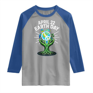 Happy Earth Day April 22 Raglan Shirt Restore Earth Sea Turtle Tree Peace Sign TS11 Sport Gray Royal Print Your Wear