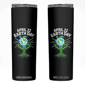 Happy Earth Day April 22 Skinny Tumbler Restore Earth Sea Turtle Tree Peace Sign TS11 Black Print Your Wear
