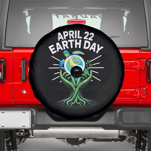 Happy Earth Day April 22 Spare Tire Cover Restore Earth Sea Turtle Tree Peace Sign TS11 Black Print Your Wear
