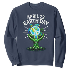 Happy Earth Day April 22 Sweatshirt Restore Earth Sea Turtle Tree Peace Sign TS11 Navy Print Your Wear