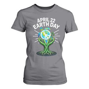 Happy Earth Day April 22 T Shirt For Women Restore Earth Sea Turtle Tree Peace Sign TS11 Charcoal Print Your Wear