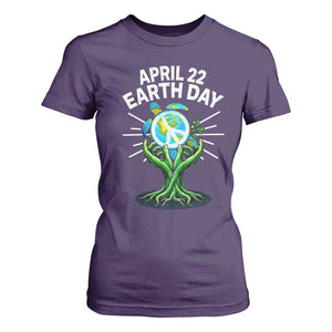 Happy Earth Day April 22 T Shirt For Women Restore Earth Sea Turtle Tree Peace Sign TS11 Purple Print Your Wear