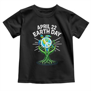 Happy Earth Day April 22 Toddler T Shirt Restore Earth Sea Turtle Tree Peace Sign TS11 Black Print Your Wear