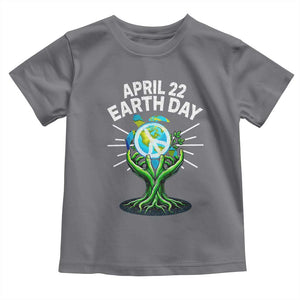 Happy Earth Day April 22 Toddler T Shirt Restore Earth Sea Turtle Tree Peace Sign TS11 Charcoal Print Your Wear