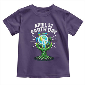 Happy Earth Day April 22 Toddler T Shirt Restore Earth Sea Turtle Tree Peace Sign TS11 Purple Print Your Wear