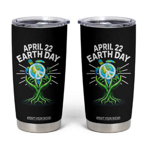 Happy Earth Day April 22 Tumbler Cup Restore Earth Sea Turtle Tree Peace Sign TS11 Black Print Your Wear
