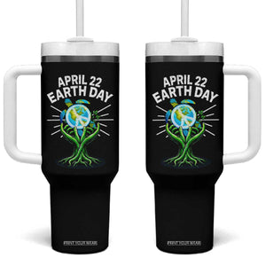 Happy Earth Day April 22 Tumbler With Handle Restore Earth Sea Turtle Tree Peace Sign TS11 One Size: 40 oz Black Print Your Wear
