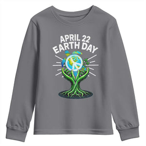 Happy Earth Day April 22 Youth Sweatshirt Restore Earth Sea Turtle Tree Peace Sign TS11 Charcoal Print Your Wear