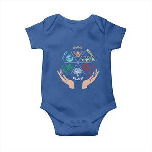 Save Bees Rescue Animals Recycle Plastic Plant Tree Baby Onesie Earth Day TS11 Royal Blue Print Your Wear