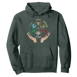 Save Bees Rescue Animals Recycle Plastic Plant Tree Hoodie Earth Day TS11 Dark Forest Green Print Your Wear