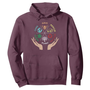 Save Bees Rescue Animals Recycle Plastic Plant Tree Hoodie Earth Day TS11 Maroon Print Your Wear