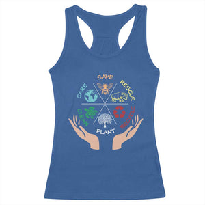Save Bees Rescue Animals Recycle Plastic Plant Tree Racerback Tank Top Earth Day TS11 Royal Blue Print Your Wear