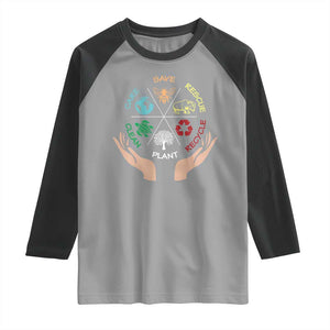 Save Bees Rescue Animals Recycle Plastic Plant Tree Raglan Shirt Earth Day TS11 Sport Gray Black Print Your Wear