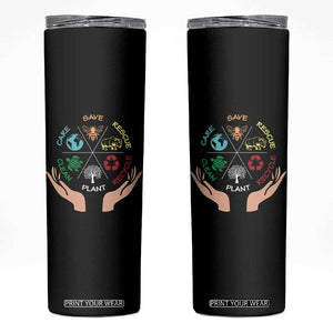 Save Bees Rescue Animals Recycle Plastic Plant Tree Skinny Tumbler Earth Day TS11 Black Print Your Wear
