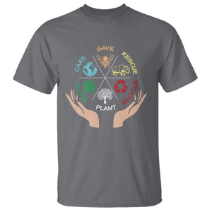 Save Bees Rescue Animals Recycle Plastic Plant Tree T Shirt Earth Day TS11 Charcoal Print Your Wear