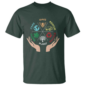 Save Bees Rescue Animals Recycle Plastic Plant Tree T Shirt Earth Day TS11 Dark Forest Green Print Your Wear