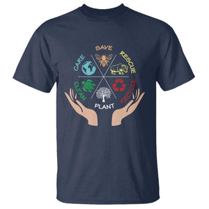 Save Bees Rescue Animals Recycle Plastic Plant Tree T Shirt Earth Day TS11 Navy Print Your Wear
