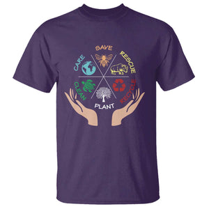 Save Bees Rescue Animals Recycle Plastic Plant Tree T Shirt Earth Day TS11 Purple Print Your Wear