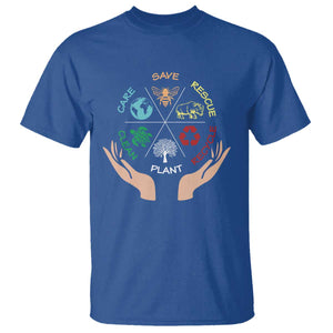 Save Bees Rescue Animals Recycle Plastic Plant Tree T Shirt Earth Day TS11 Royal Blue Print Your Wear